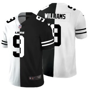 Alluring Authentic Eye - catching Fabulous Lions #9 Jameson Williams Men's Black V White Peace Split Vapor Untouchable Limited NFL Jersey