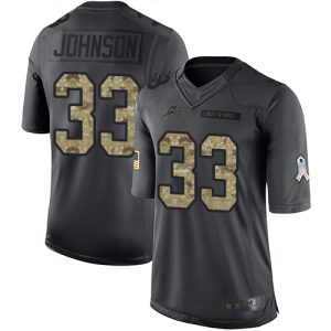 Alluring Dashing Modern Classic Lions #33 Kerryon Johnson Black Youth Stitched NFL Limited 2016 Salute to Service Jersey