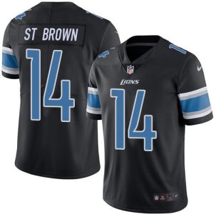Alluring Elegant Eye - catching Lions #14 Amon-Ra St. Brown Black Youth Stitched NFL Limited Rush Jersey