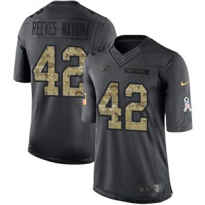 Alluring Exquisite Stunning Lions #42 Jalen Reeves-Maybin Black Men's Stitched NFL Limited 2016 Salute to Service Jersey