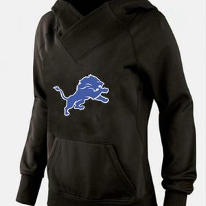 Alluring Eye - catching Stunning Sleek Women's Detroit Lions Logo Pullover Hoodie Black-1