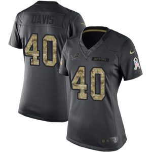 Alluring Fantastic Outstanding Superb Lions #40 Jarrad Davis Black Women's Stitched NFL Limited 2016 Salute to Service Jersey