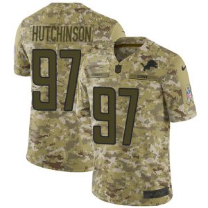 Alluring Graceful Chic Fabulous Lions #97 Aidan Hutchinson Camo Youth Stitched NFL Limited 2018 Salute To Service Jersey