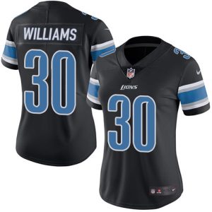 Alluring Graceful Chic Lions #30 Jamaal Williams Black Women's Stitched NFL Limited Rush Jersey