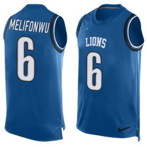 Alluring Graceful Stunning Elegant Lions #6 Ifeatu Melifonwu Blue Team Color Men's Stitched NFL Limited Tank Top Jersey