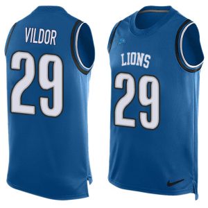 Alluring Handsome Lions #29 Kindle Vildor Blue Team Color Men's Stitched NFL Limited Tank Top Jersey