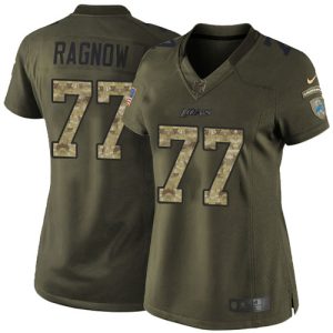 Alluring Luxurious Premium Lions #77 Frank Ragnow Green Women's Stitched NFL Limited 2015 Salute to Service Jersey