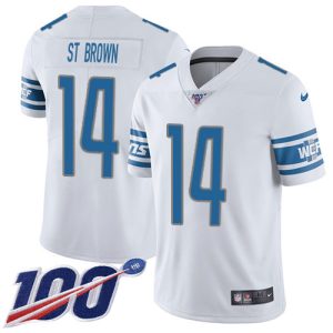Alluring Premium Exquisite Gorgeous Lions #14 Amon-Ra St. Brown White Youth Stitched NFL 100th Season Vapor Untouchable Limited Jersey