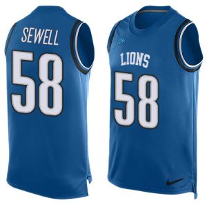 Alluring Smart Detroit Lions #58 Penei Sewell Blue Team Color Men's Stitched NFL Limited Tank Top Jersey