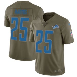 Alluring Stunning Trendy Lions #25 Will Harris Olive Youth Stitched NFL Limited 2017 Salute to Service Jersey
