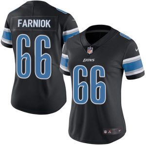 Alluring Superb Premium Lions #66 Matt Farniok Black Women's Stitched NFL Limited Rush Jersey
