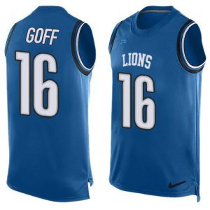 Alluring Trendy Detroit Lions #16 Jared Goff Blue Team Color Men's Stitched NFL Limited Tank Top Jersey
