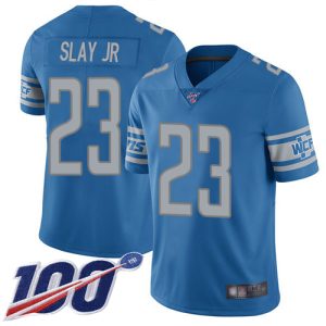 Attractive Chic Dashing Lions #23 Darius Slay Jr Blue Team Color Youth Stitched NFL 100th Season Vapor Limited Jersey