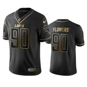 Attractive Eye - catching High Quality Lions #90 Trey Flowers Men's Stitched NFL Vapor Untouchable Limited Black Golden Jersey