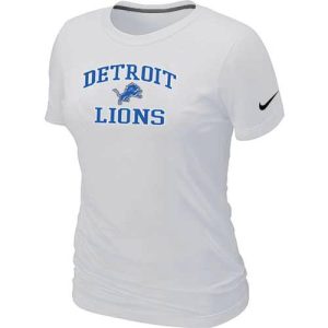 Attractive High Quality Women's Detroit Lions Heart & Soul NFL T-Shirt White