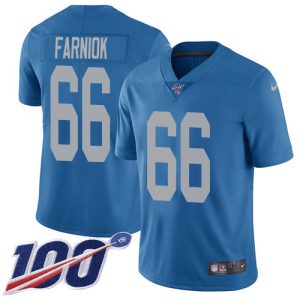 Attractive Luxurious Exclusive Fantastic Lions #66 Matt Farniok Blue Throwback Youth Stitched NFL 100th Season Vapor Untouchable Limited Jersey