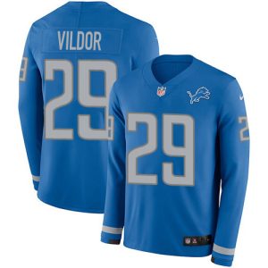 Attractive Luxurious Eye - catching Comfortable Lions #29 Kindle Vildor Blue Team Color Men's Stitched NFL Limited Therma Long Sleeve Jersey