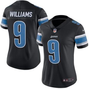 Attractive Marvelous Lions #9 Jameson Williams Black Women's Stitched NFL Limited Rush Jersey
