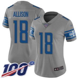 Authentic Cool Exquisite High Quality Lions #18 Geronimo Allison Gray Women's Stitched NFL Limited Inverted Legend 100th Season Jersey