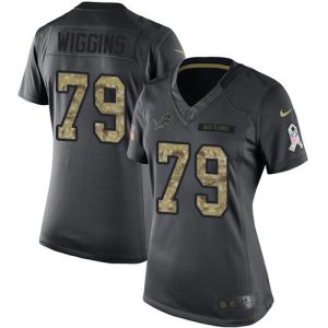 Authentic Exclusive Fantastic Lions #79 Kenny Wiggins Black Women's Stitched NFL Limited 2016 Salute to Service Jersey