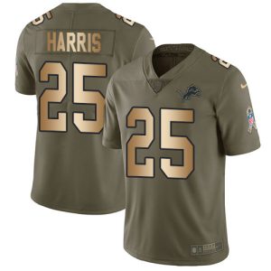 Authentic Fabulous Impressive Smart Lions #25 Will Harris Olive/Gold Men's Stitched NFL Limited 2017 Salute To Service Jersey