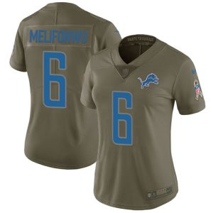 Authentic Graceful Alluring Elegant Lions #6 Ifeatu Melifonwu Olive Women's Stitched NFL Limited 2017 Salute To Service Jersey