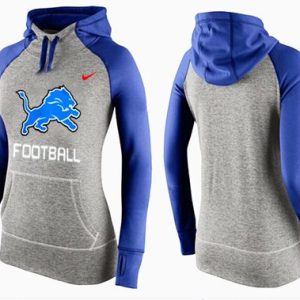 Authentic Graceful Marvelous Women's Detroit Lions Performance Hoodie Grey & Blue_1