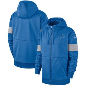 Authentic Graceful Sleek Premium Detroit Lions Sideline Performance Full-Zip Hoodie Blue