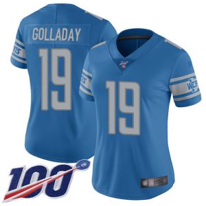 Authentic Outstanding Lions #19 Kenny Golladay Blue Team Color Women's Stitched NFL 100th Season Vapor Limited Jersey