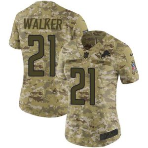 Authentic Outstanding Lions #21 Tracy Walker Camo Women's Stitched NFL Limited 2018 Salute to Service Jersey