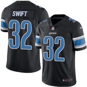 Authentic Outstanding Stunning Lions #32 D'Andre Swift Black Men's Stitched NFL Limited Rush Jersey