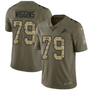 Authentic Stylish Lions #79 Kenny Wiggins Olive/Camo Men's Stitched NFL Limited 2017 Salute To Service Jersey