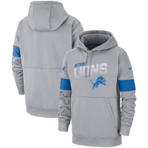 Authentic Superb Outstanding Stylish Detroit Lions Sideline Team Logo Performance Pullover Hoodie Gray