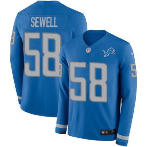 Authentic Trendy Dashing Detroit Lions #58 Penei Sewell Blue Team Color Men's Stitched NFL Limited Therma Long Sleeve Jersey