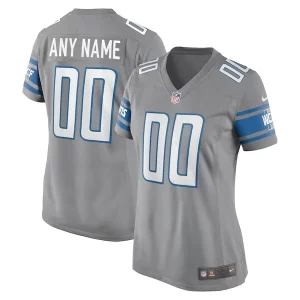 Authentic Trendy Gorgeous Detroit Lions Nike Women's Alternate Custom Game Jersey - Gray