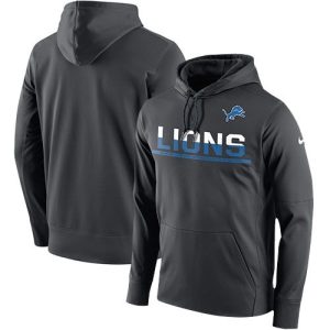 Chic Attractive Men's Detroit Lions Anthracite Sideline Circuit Pullover Performance Hoodie