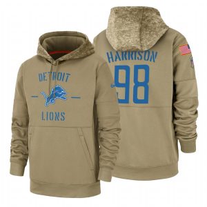 Chic Authentic Detroit Lions #98 Damon Harrison Tan 2019 Salute To Service Name & Number Sideline Therma Pullover Hoodie