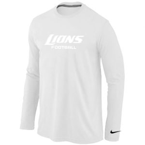 Chic Classic Exquisite Marvelous Detroit Lions Authentic Font Long Sleeve T-Shirt White