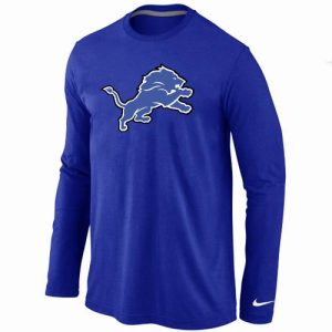 Chic Comfortable Luxurious Impressive Detroit Lions Logo Long Sleeve T-Shirt Blue
