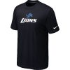 Chic Elegant Superb Detroit Lions Authentic Logo NFL T-Shirt Black