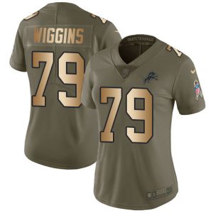 Chic Fantastic Dashing Lions #79 Kenny Wiggins Olive/Gold Women's Stitched NFL Limited 2017 Salute To Service Jersey