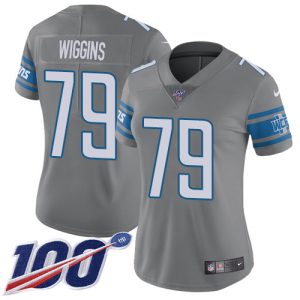 Chic Fantastic Luxurious Comfortable Lions #79 Kenny Wiggins Gray Women's Stitched NFL Limited Rush 100th Season Jersey