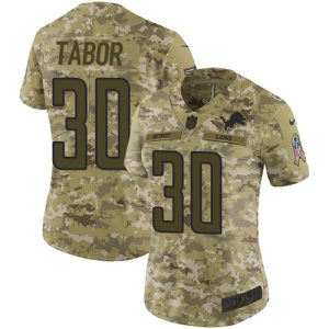 Chic Sleek Lions #30 Teez Tabor Camo Women's Stitched NFL Limited 2018 Salute to Service Jersey