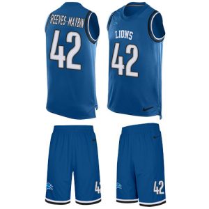 Chic Stunning Eye - catching Sleek Lions #42 Jalen Reeves-Maybin Blue Team Color Men's Stitched NFL Limited Tank Top Suit Jersey