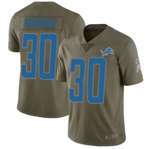 Chic Stunning Lions #30 Jeff Okudah Olive Youth Stitched NFL Limited 2017 Salute To Service Jersey