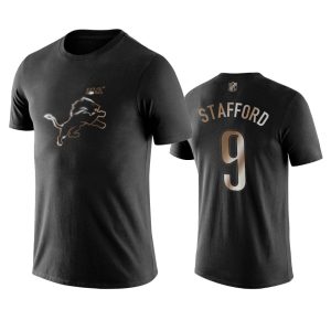 Classic Alluring Impressive Premium Lions #9 Matthew Stafford Black NFL Black Golden 100th Season T-Shirts