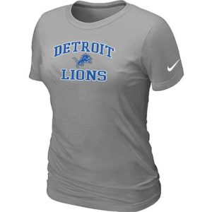 Classic Authentic Sleek Fabulous Women's Detroit Lions Heart & Soul NFL T-Shirt Light Grey