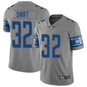Classic Fabulous Lions #32 D'Andre Swift Gray Men's Stitched NFL Limited Inverted Legend Jersey