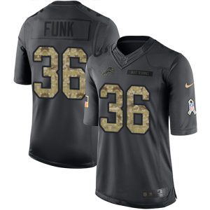 Classic Luxurious Marvelous Attractive Lions #36 Jake Funk Black Men's Stitched NFL Limited 2016 Salute to Service Jersey