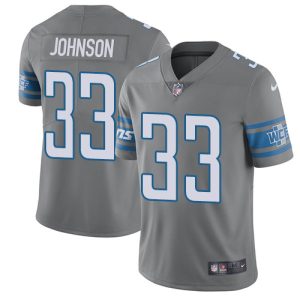 Classic Marvelous Gorgeous Handsome Lions #33 Kerryon Johnson Gray Youth Stitched NFL Limited Rush Jersey